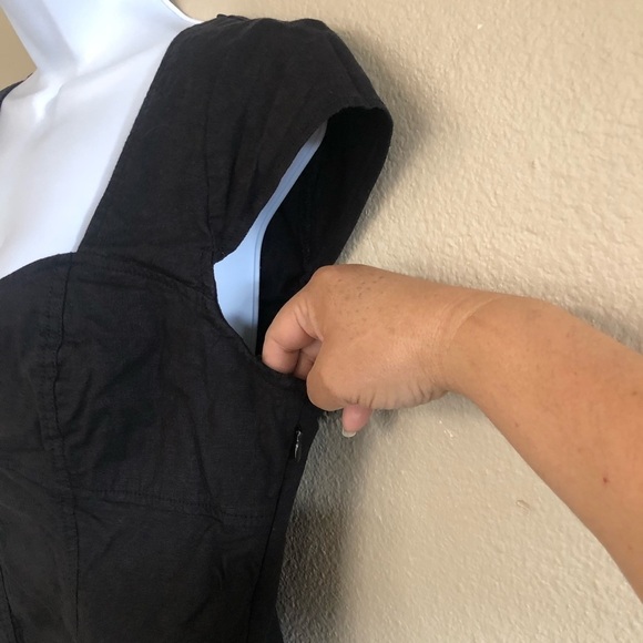 Urban Outfitters Linen Blend Sweetheart Neck Cap Sleeve Cutout Back Dress Sz L - Picture 3 of 14